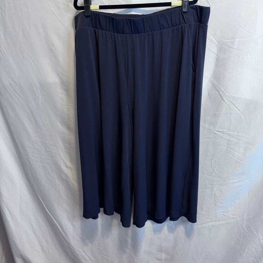 Lane Bryant Plus Size 22/24 Navy Wide Leg Culotte Pants Knit Elastic Waist
